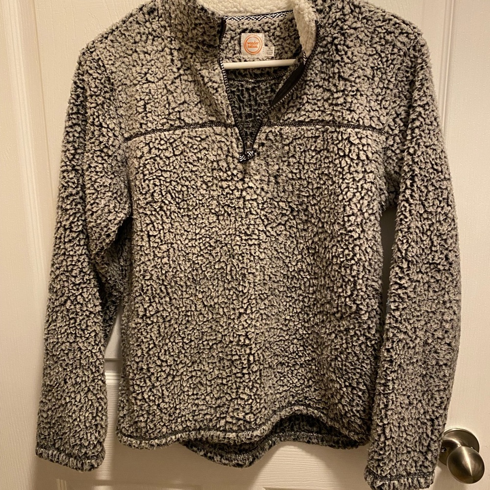 Wonder Nation Black and White Sherpa Pullover